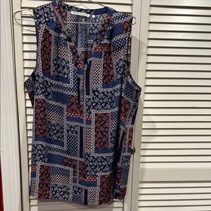Patchwork Sleeveless Top - Blue and Pink